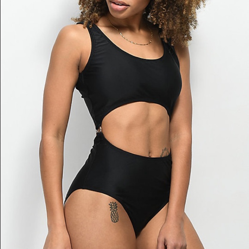 NWOT Black One Piece Cutout Swimsuit
